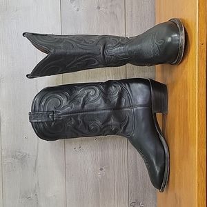 Tony Lama Black OL' Buck CZ820 Boots Size 9 1/2 EE Wide Cowboy Western